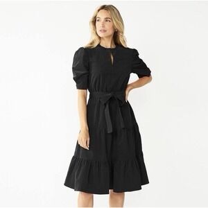 Draper James M Corduroy Dress Black Tiered Prairie Western Knee Length Shirt